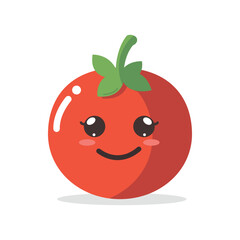 Vector illustration of a red tomato isolated on white , Tomato vector. Tomato on white background. Tomato vector in cartoon style
