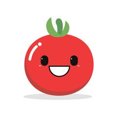 Vector illustration of a red tomato isolated on white , Tomato vector. Tomato on white background. Tomato vector in cartoon style