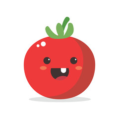 Vector illustration of a red tomato isolated on white , Tomato vector. Tomato on white background. Tomato vector in cartoon style