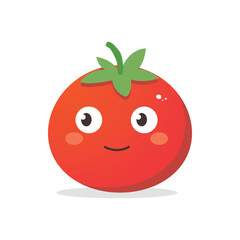 Vector illustration of a red tomato isolated on white , Tomato vector. Tomato on white background. Tomato vector in cartoon style