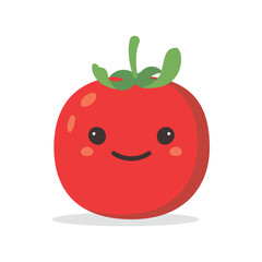Vector illustration of a red tomato isolated on white , Tomato vector. Tomato on white background. Tomato vector in cartoon style