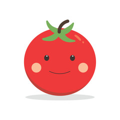 Vector illustration of a red tomato isolated on white , Tomato vector. Tomato on white background. Tomato vector in cartoon style