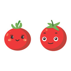 Vector illustration of a red tomato isolated on white , Tomato vector. Tomato on white background. Tomato vector in cartoon style