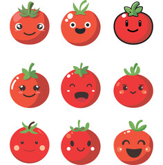 Vector illustration of a red tomato isolated on white , Tomato vector. Tomato on white background. Tomato vector in cartoon style