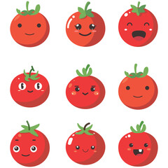 Vector illustration of a red tomato isolated on white , Tomato vector. Tomato on white background. Tomato vector in cartoon style
