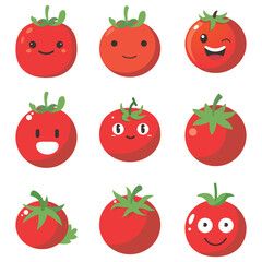 Vector illustration of a red tomato isolated on white , Tomato vector. Tomato on white background. Tomato vector in cartoon style