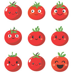 Vector illustration of a red tomato isolated on white , Tomato vector. Tomato on white background. Tomato vector in cartoon style
