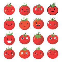 Vector illustration of a red tomato isolated on white , Tomato vector. Tomato on white background. Tomato vector in cartoon style