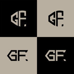 Obraz premium GF polygon, circle, hexagon, flat and simple letter logo set in one artboard. GF minimalist and classic logo.