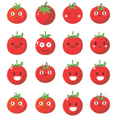Vector illustration of a red tomato isolated on white , Tomato vector. Tomato on white background. Tomato vector in cartoon style