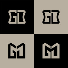 GD polygon, circle, hexagon, flat and simple letter logo set in one artboard. GD minimalist and classic logo.