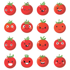 Vector illustration of a red tomato isolated on white , Tomato vector. Tomato on white background. Tomato vector in cartoon style