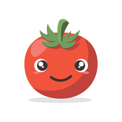 Vector illustration of a red tomato isolated on white , Tomato vector. Tomato on white background. Tomato vector in cartoon style