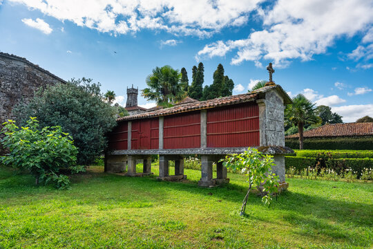 Stone and wood warehouse called Horreo used in the past to store the harvest, Galicia.