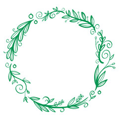 Hand drawn Christmas floral wreath design ornament