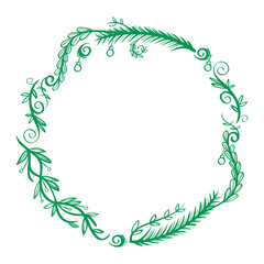 Hand drawn Christmas floral wreath design ornament