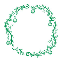 Hand drawn Christmas floral wreath design ornament