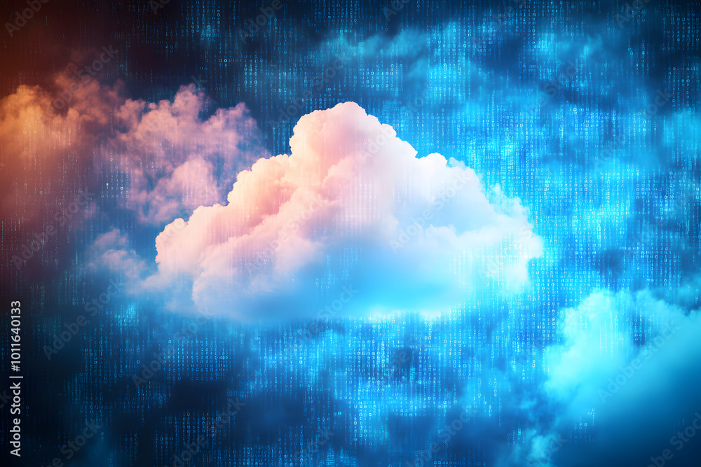Wall mural cloud networking concept: cloud on digital background