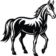 Obraz premium A Cute Horse silhouette flat style vector illustration design. Hand drown horse vector.