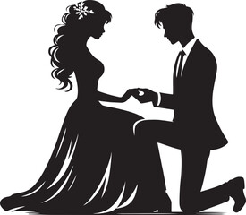 Romantic couple silhouette vector illustration.