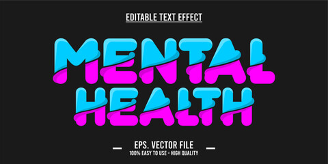 typography MENTAL HEALTH word art illustration, editable text effect, eps file format