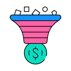 Fototapeta premium advertising traffic filtration money line icon vector. advertising traffic filtration money sign. isolated symbol illustration