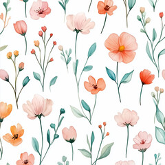 Naklejka premium Seamless pattern with bright spring flowers, Ai