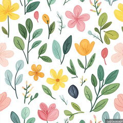 Seamless pattern with bright spring flowers, Ai