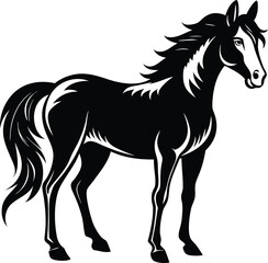 Obraz premium A Cute Horse silhouette flat style vector illustration design. Hand drown horse vector.