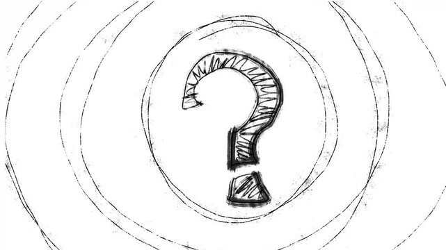 question mark doodle hand drawn sketch on white background animation video