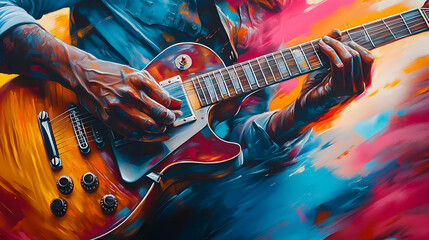Abstract Illustration of a Hand Playing Electric Guitar