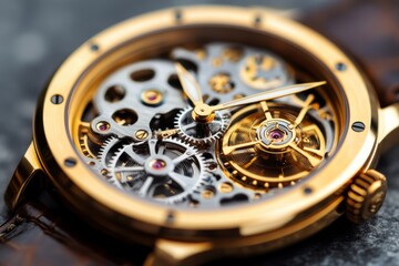 Fototapeta premium Masterful Craftsmanship in a Swiss Watchmakers Workshop - Detailed Gears and Tools in Dim Light Captured with Sony A7S III and Macro Lens