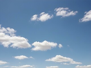 Fototapeta premium A clear blue sky with a few wispy white clouds, offering a crisp, fresh feel, with no obstacles in sight, perfect for a clean background 