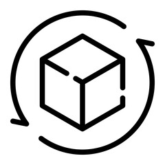 3d cube line icon