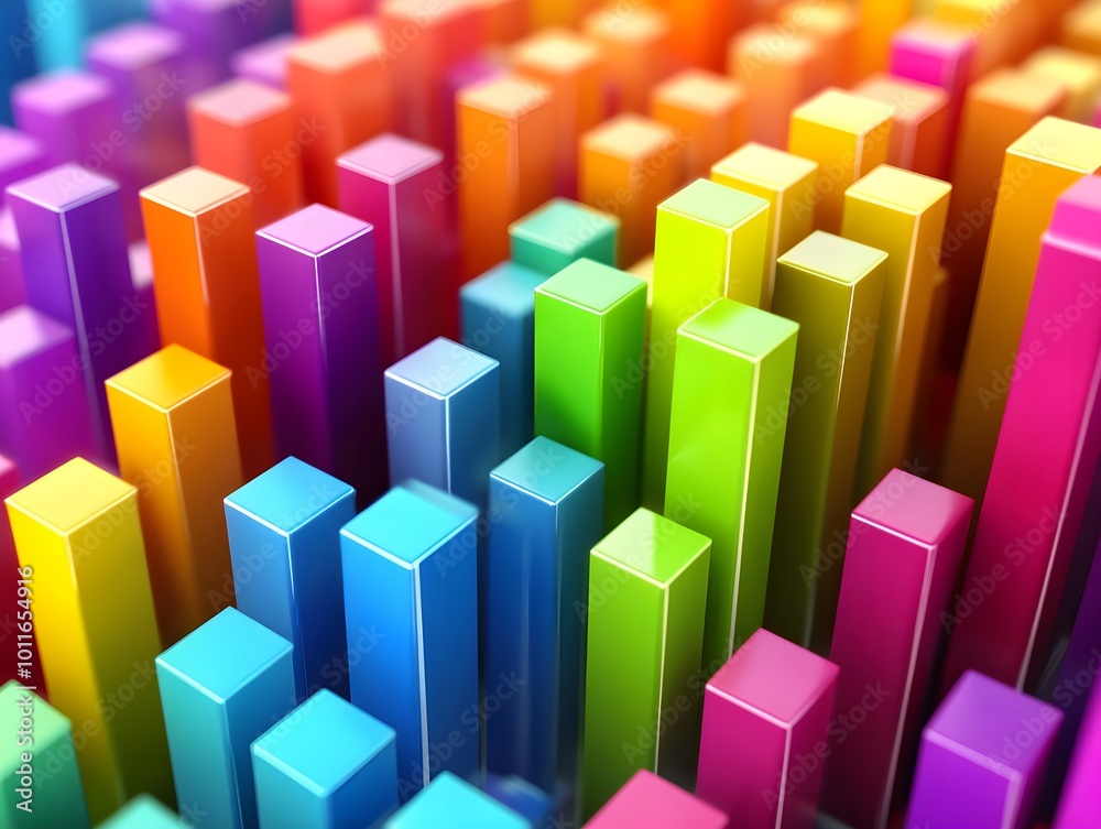 Poster vibrant colorful bar graphs abstract background