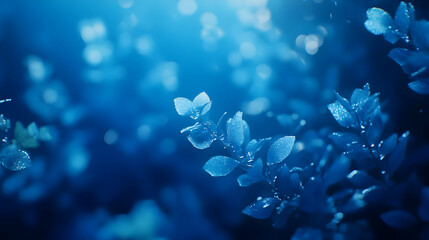 Blue Leaves with Dew Drops Illustration