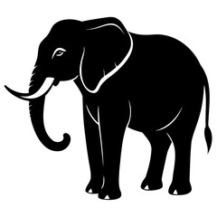 Elephant black silhouette vector illustration on a white background