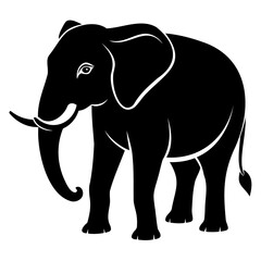 Elephant black silhouette vector illustration on a white background