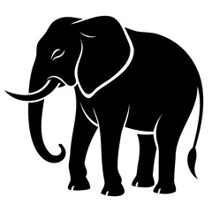 Elephant black silhouette vector illustration on a white background