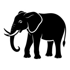 Elephant black silhouette vector illustration on a white background