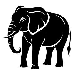 Fototapeta premium Elephant black silhouette vector illustration on a white background