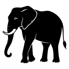 Elephant black silhouette vector illustration on a white background