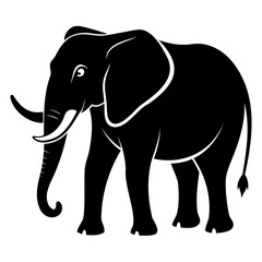 Elephant black silhouette vector illustration on a white background