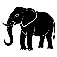 Elephant black silhouette vector illustration on a white background