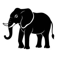 Elephant black silhouette vector illustration on a white background