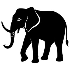 Elephant black silhouette vector illustration on a white background