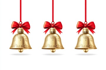 Christmas 3 bells isolated on white Background. Ai Generated