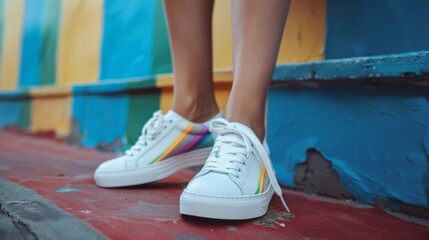 Naklejka premium closeup shoes with lgbt flag