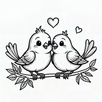 two birds perched on branch clip art preview