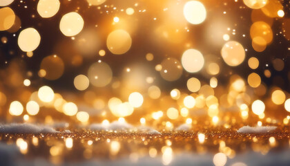 Golden glitter bokeh festive background
